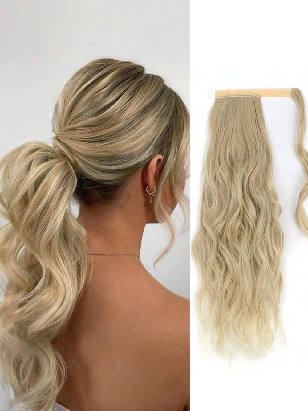 Blonde Wavy Tape-In Ponytail Extension - Natural Blonde